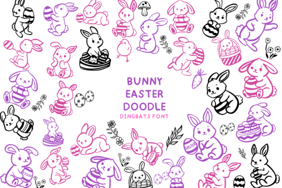 Bunny Easter Doodle: A Whimsical Dingbat Typeface for Spring Branding
